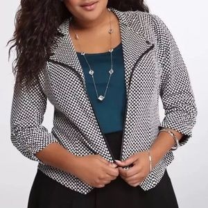 TORRID 3X Checkered Black/White Moto Zip Up Jacket